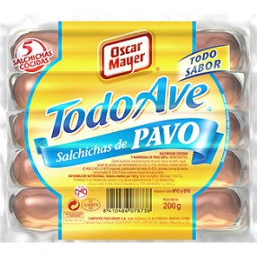 Salchichas de pavo TODO AVE OSCAR MAYER envase 200 grs